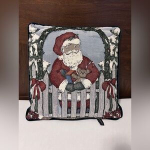 Portofino tapestry velvet Festive Santa Claus Holiday Pillow Christmas xmas
